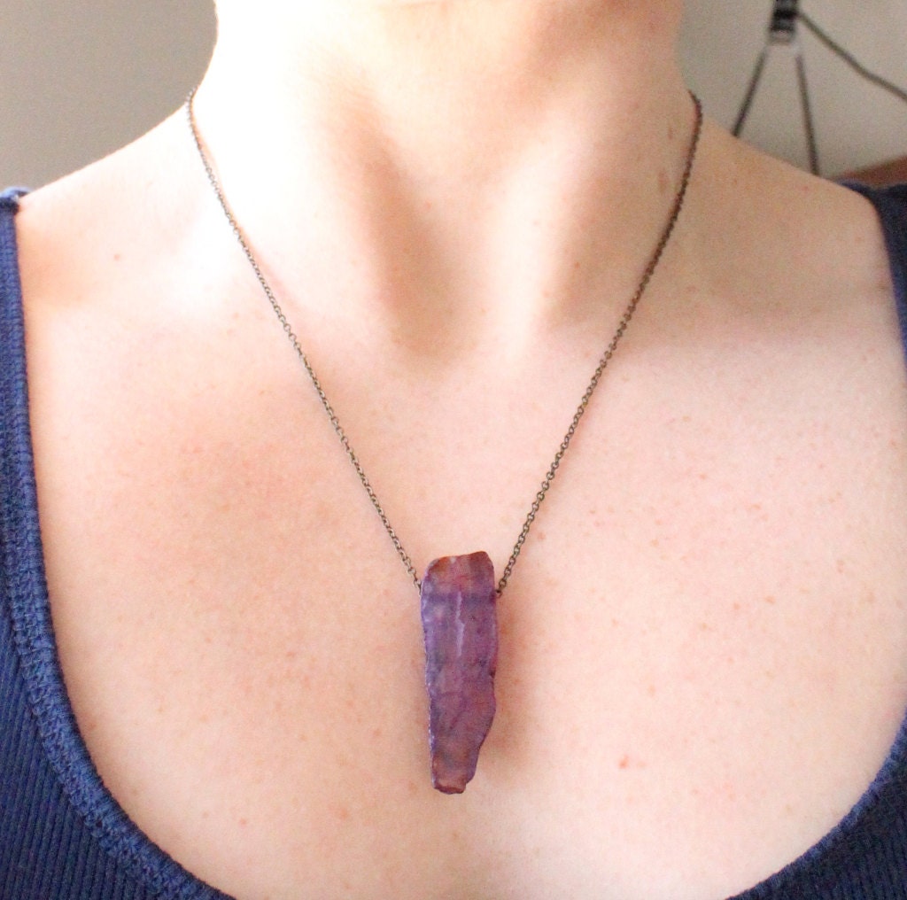 Dyed agate slice chain necklace