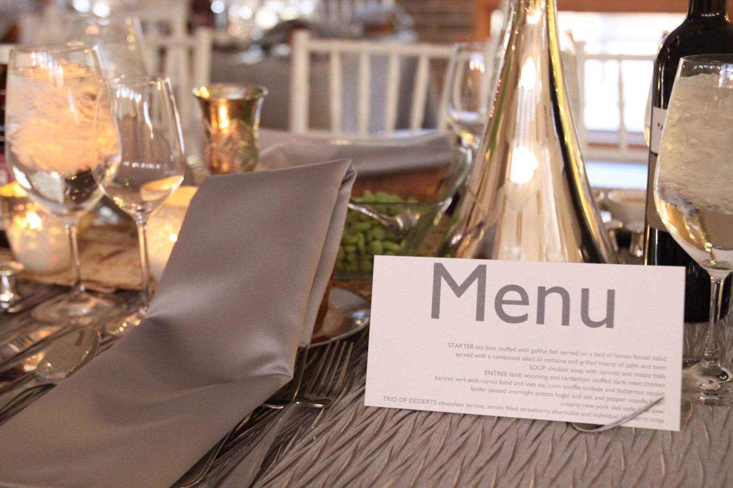 Reception Menu, Modern Dinner Wedding Menu, Personalized Wedding Table Setting Custom Designed