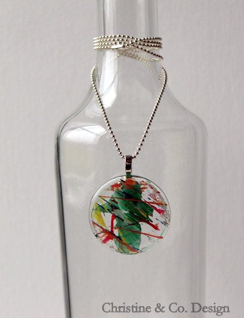 Art on Round Glass Pendant Charm