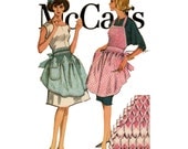 1960s Vintage Apron Pattern McCalls 6664 Misses Smocked Gingham Half or Full Bib Apron Womens Vintage Sewing Pattern One Size UNCUT