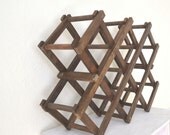Folding Wood Wine Rack Accordion Vintage 70s Towel Magazine Holder
