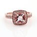 Natural Cushion (checkerboard cut ) Morganite Solid 14K Rose Gold Diamond engagement Ring
