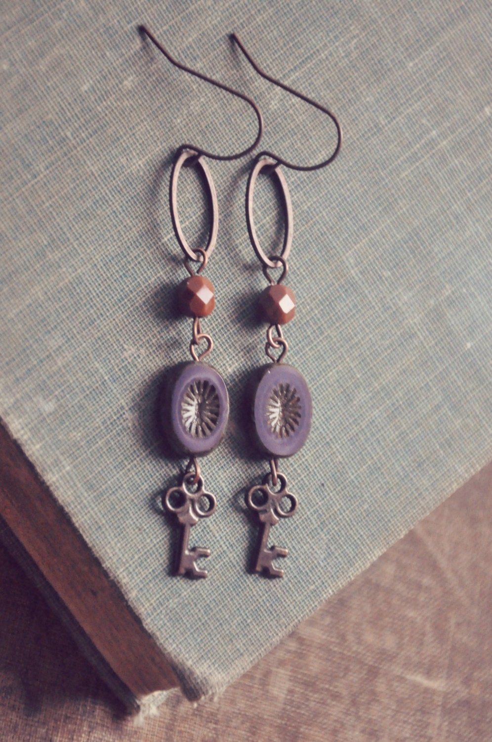 boho floral key earrings.