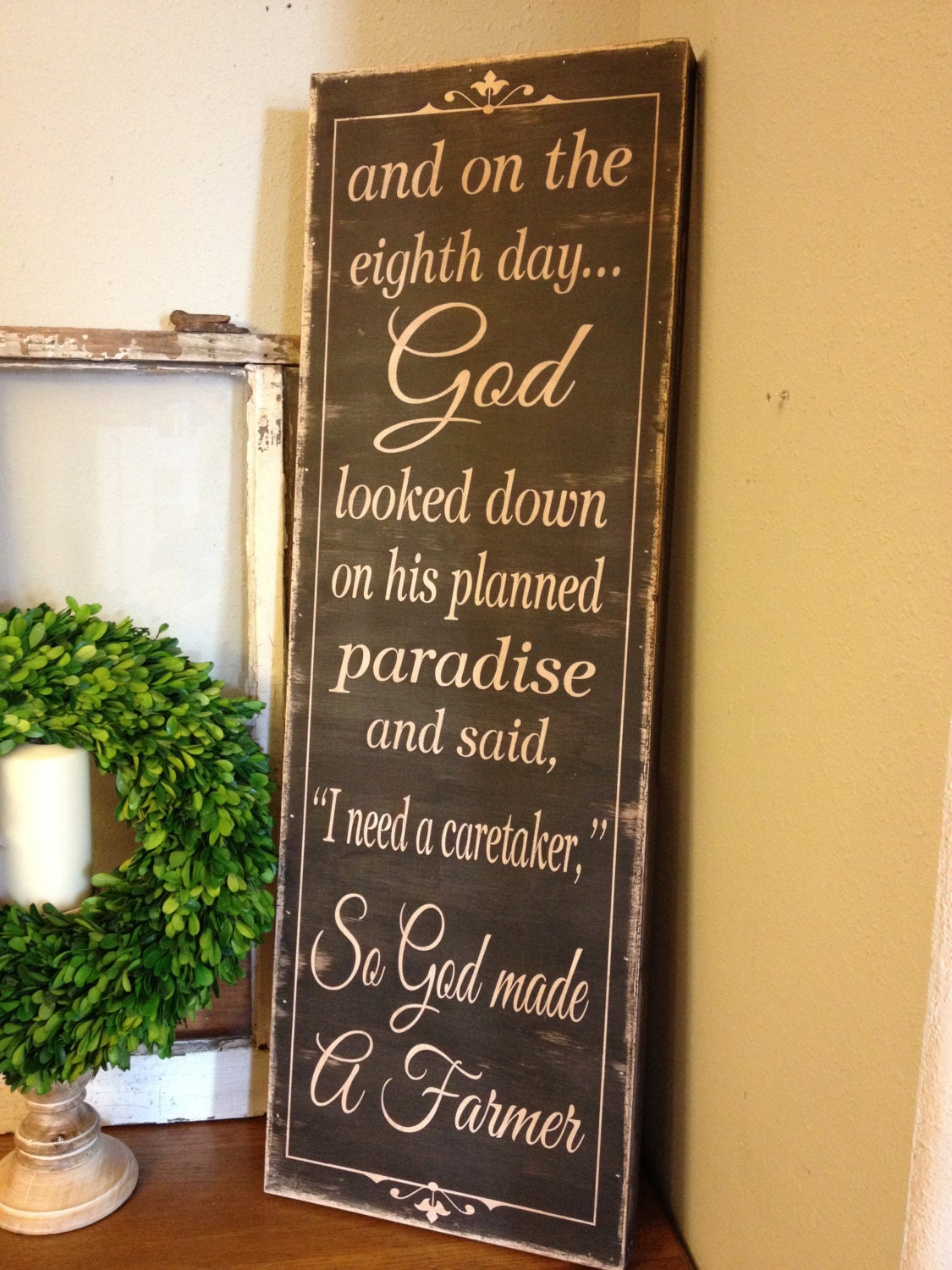 So God Made A Farmer -12x36 wood sign - Great Father's Day Gift