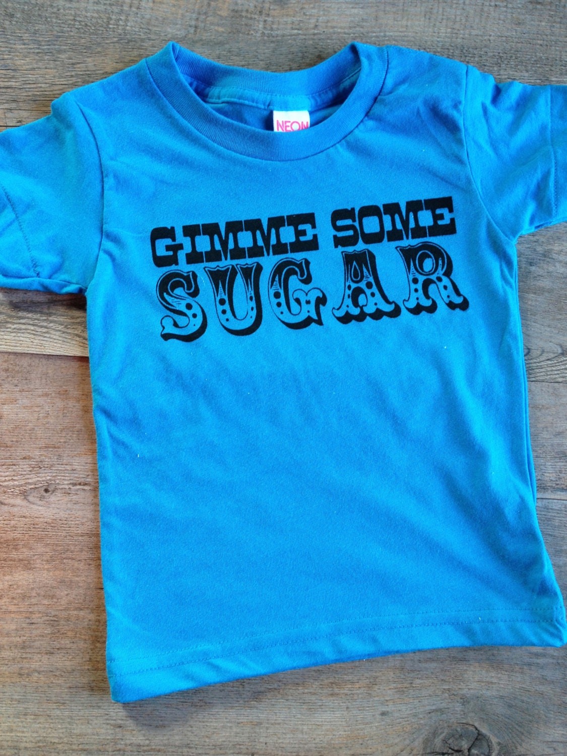 Bright Blue Toddler Youth Tee - Gimme Some Sugar - Funny Southern Slang Screen Print
