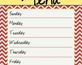 Kitchen Menu Board Printable Red and Yellow Chevron Instant Download 8x10 / 16x20 Digital JPEG