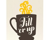 Retro Coffee Cup (grey) / 5x7 screenprint