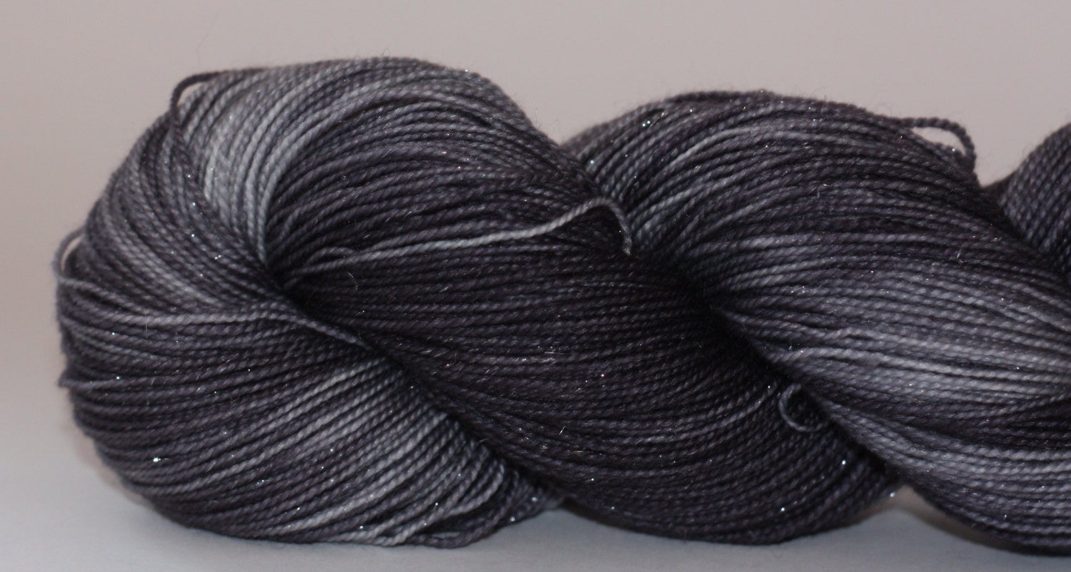 Sparkle (silver) 100 grams - Hand Dyed Yarn- Gray Semi Solid