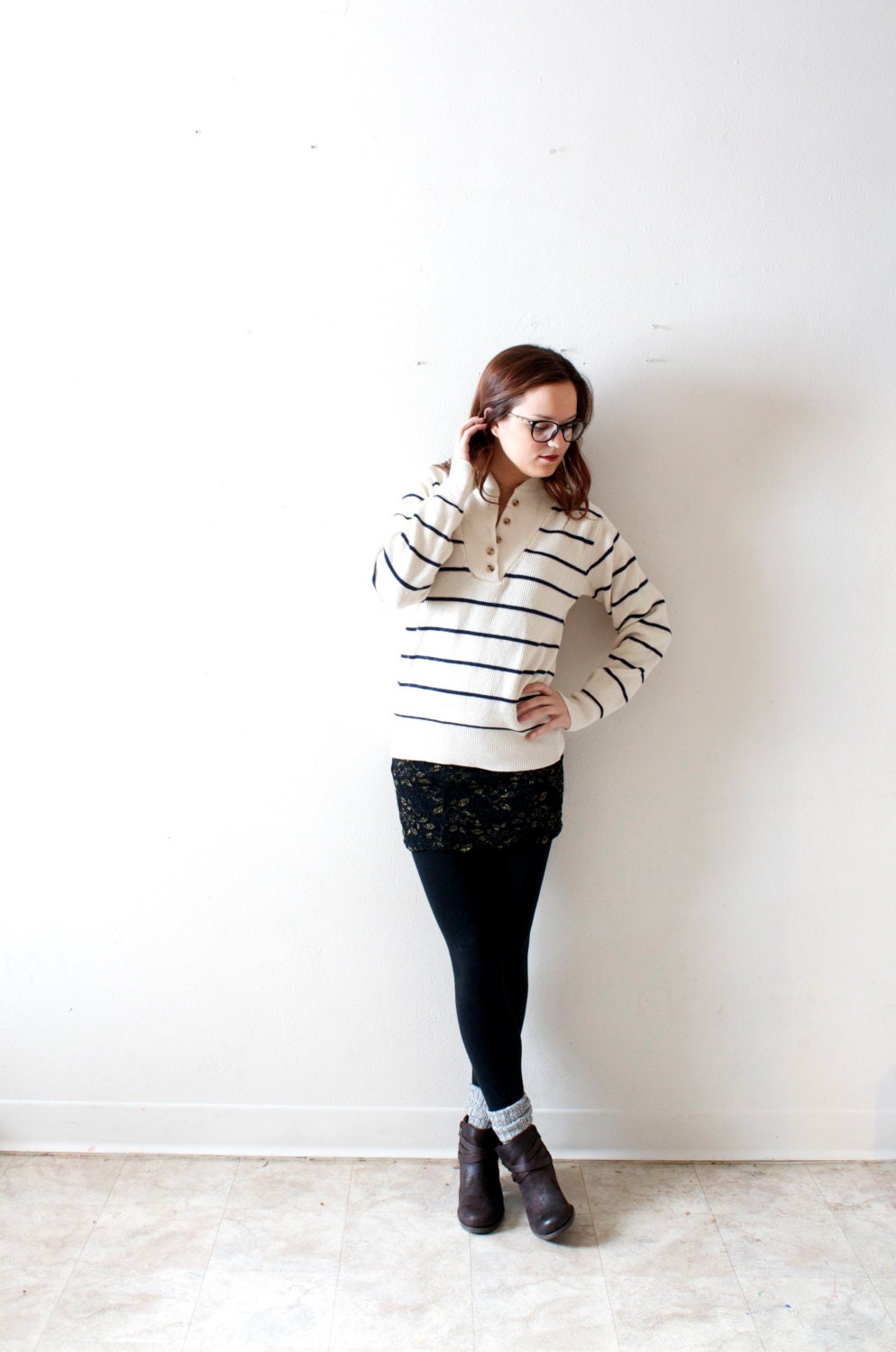 50% OFF Vintage black and white striped sweater sweatshirt
