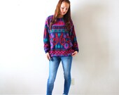 50% OFF Vintage aztec boho winter rainbow sweater