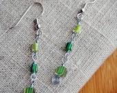 Delicate Spring Green Earrings Glass Beaded Jewelry