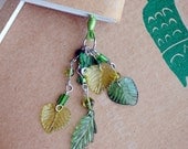 Spring Leaves Bookmark Green Beaded Ribbon Book Thong