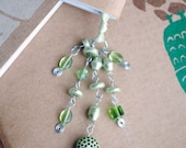 Green Sugar Skull Bookmark Beaded Ribbon Book Thong
