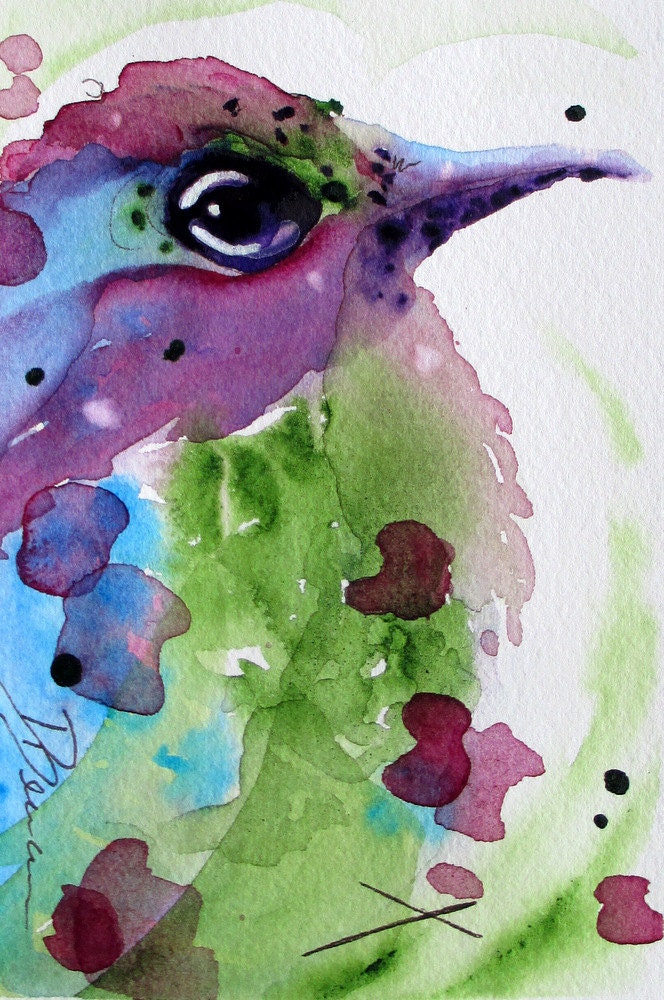 Watercolor Hummingbird, Original Bird Art Print