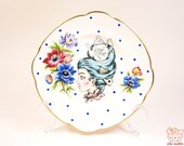 Vintage Butter Plate with a Tea Pot Lady Illustration