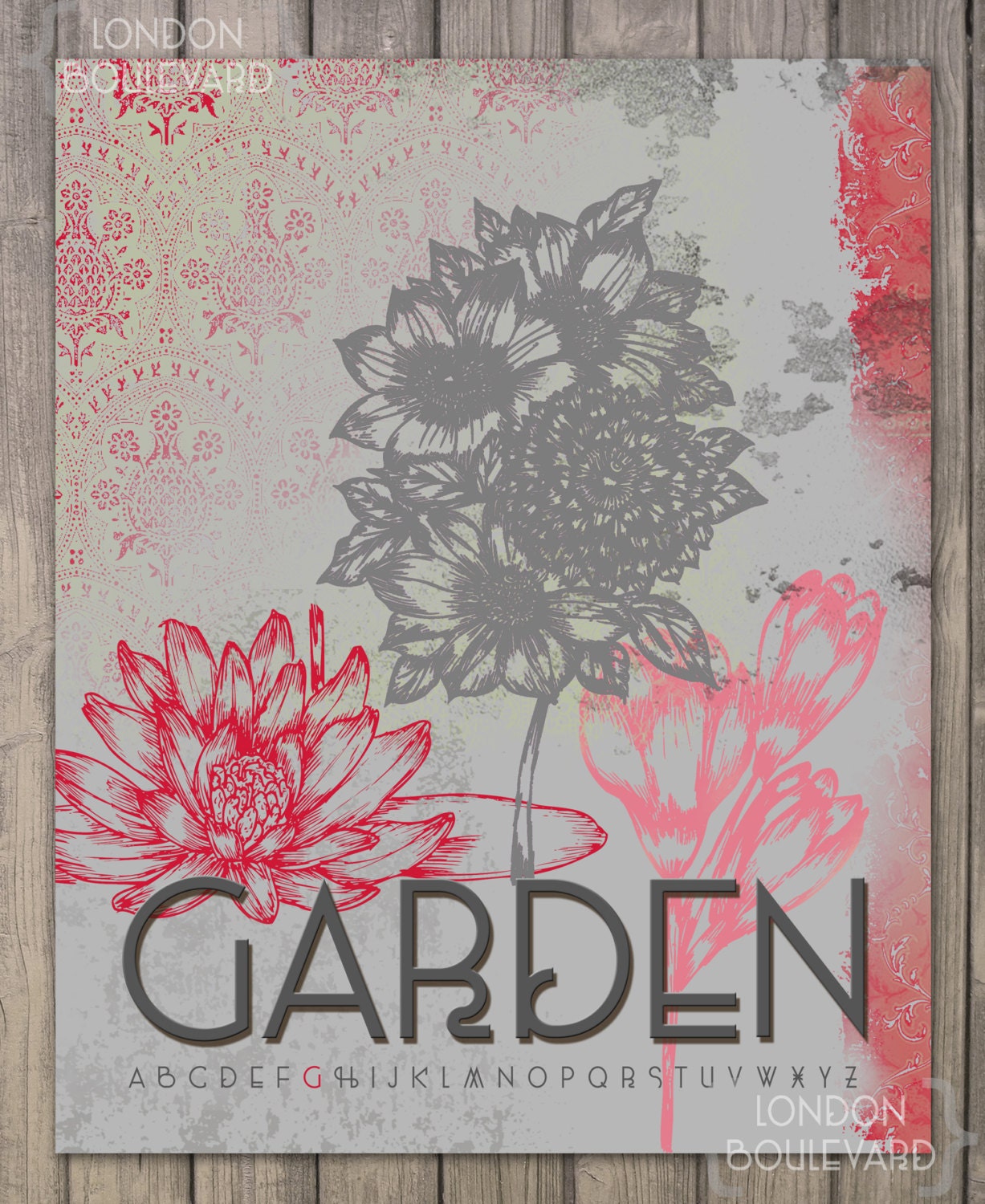 ABC Garden Digital Print for Nursery/Home - 8x10