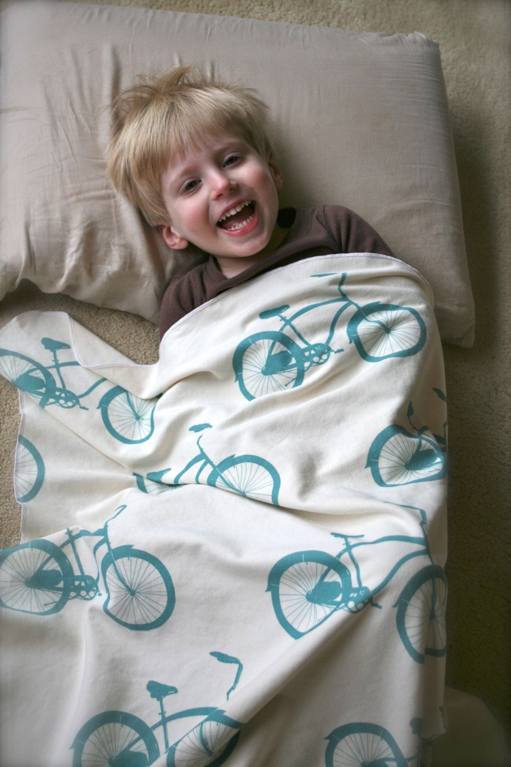 Cruiser Bike Toddler Blanket Bicycles in your choice of colors Organic Cotton Toddler Bedding Gift for Toddler