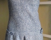 Mod Turtleneck Dress / Navy White Sweater Minidress Short Sleeves / Adorable .