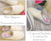 2in1-PACKAGE for White Crochet/Knit Slippers and CROCHET-Soles / Sole Treatment - Instant Download
