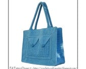 Summer blue Crochet Bag Pattern - with 3 pockets and lining - Instant Download