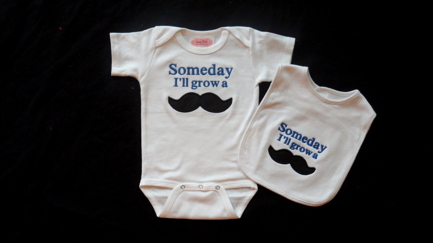 Mustache Onesie Embroidered with Someday I'll Grow A "Mustache"  Onesie and Bib Baby Boy Clothes Baby Gift Set - LilMamas