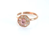 rose gold ring,natural peach Sapphire, Ceylon ,Handmade with white sapphires. Payment Plan is available. P-048