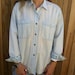 90s cotton soft denim blue button up blouse size Medium