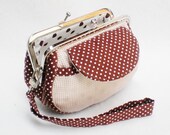 Beautiful Tan Pocket Clutch Purse, Coin Purse, Metal Frame Purse