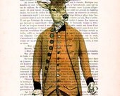 Painted portraits Drawing Illustration Giclee Prints Posters Mixed Media Art Acrylic Painting Holiday Decor Gifts: Mister Deer