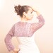 Pink Summer Bolero with round bead Garnets, Luxury Summer Shrug by Solandia, women fashion, summer knits, boho chic, pink