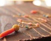 Vintage Coral Necklace/ Eco Friendly Coral Necklace/Long Vintage Coral Gold Necklace/ Coral Branch Necklace