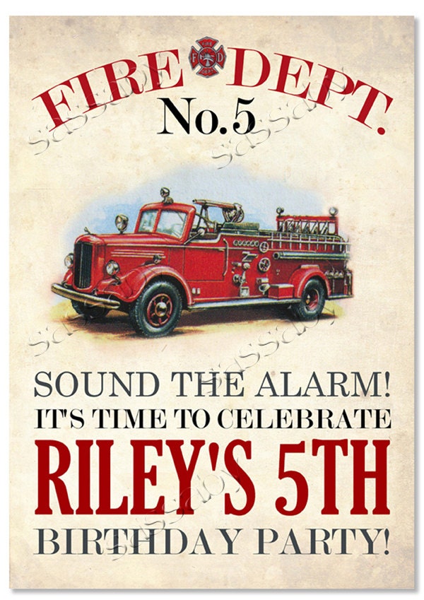 Firetruck Party Sign - Kids Birthday Party - DIY PRINTABLE FILE by Sassaby Il_170x135