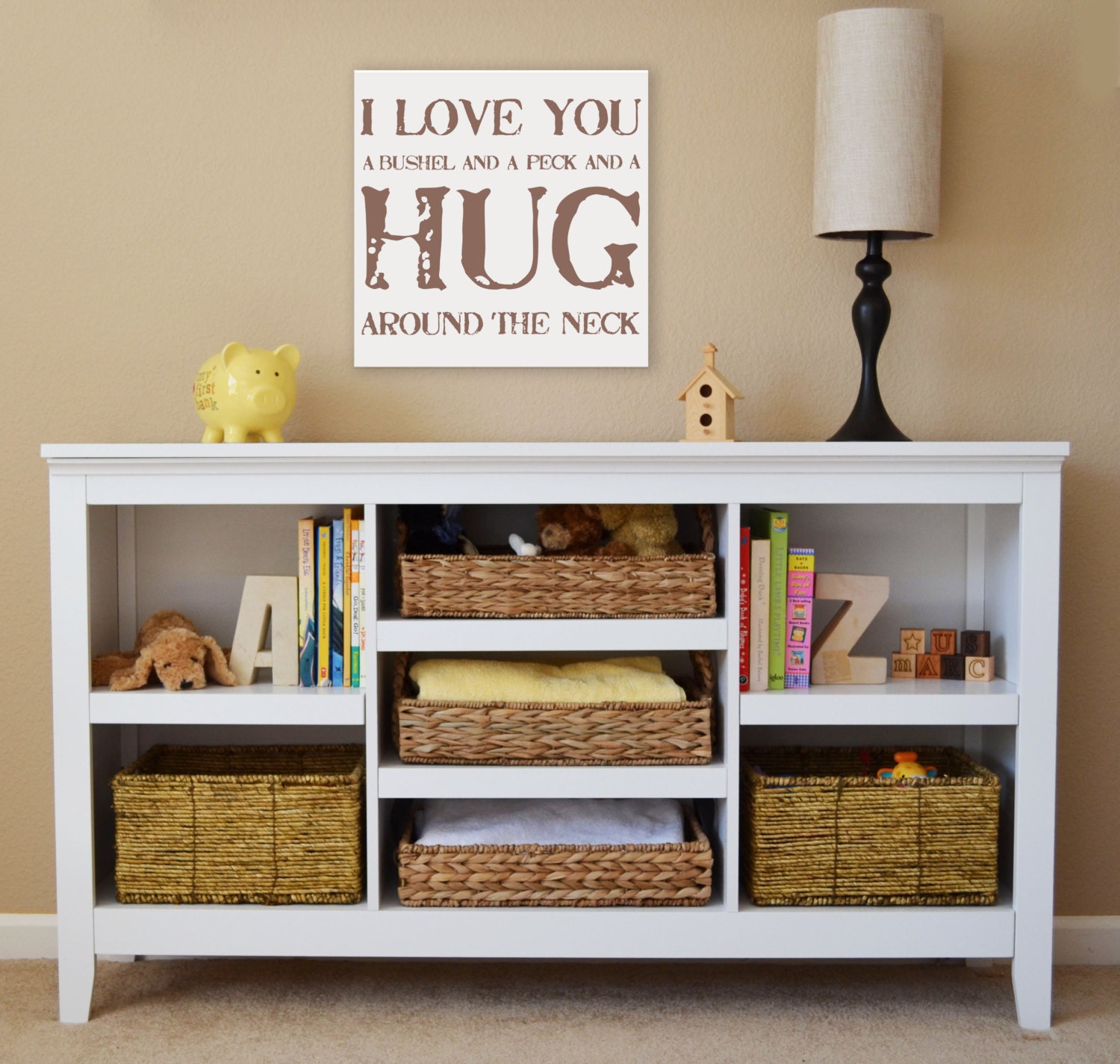 Bushel and a Peck, Typography, children's wall decor, -12x12 Stretched Canvas