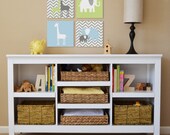 Elephants and Giraffes, Chevron Canvas, Children's Wall Art, Nursery Wall Art, Children's Canvas- Set of four 10x10 stretched canvas