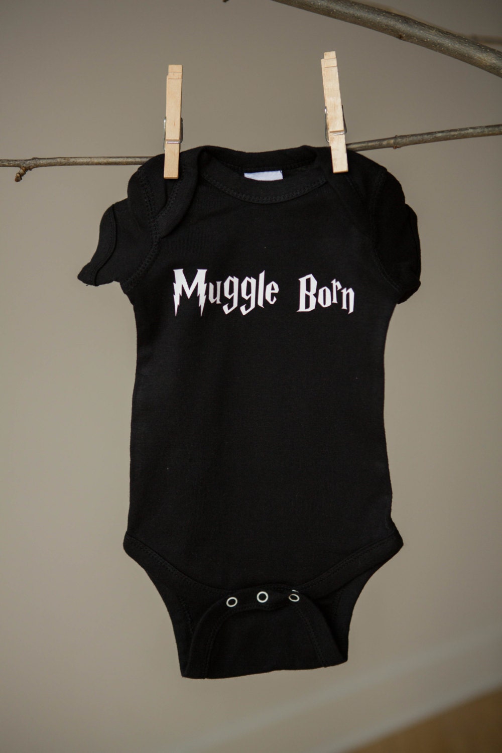 Black Short Sleeve "Muggle Born" Bodysuit, Newborn, 6 Months,12 Months, 18 Months, 24 Months