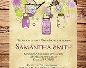 Vintage Baby Shower Invitation, Purple, Gender Neutral, Vintage Mason Jars, Boy, Girl, Vintage Baby Shower Invite, Brown, Green, Yellow - StellarDesignsPro