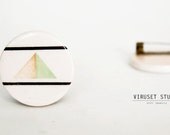 Ceramic brooch  for  women geometric motifs.Scandinavian minimalist design.Modern Circle Brooch Pin by Viruset Studio
