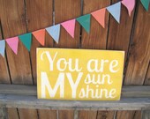 You Are My Sunshine Wooden Distressed Subway Art Sign Wall Hanging