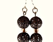 Copper Filigree Dangle Earrings