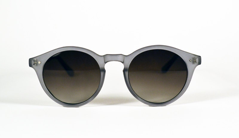 Transparent Matte Smoke Grey Round Circle Cat Eye Wayfarer Sunglasses