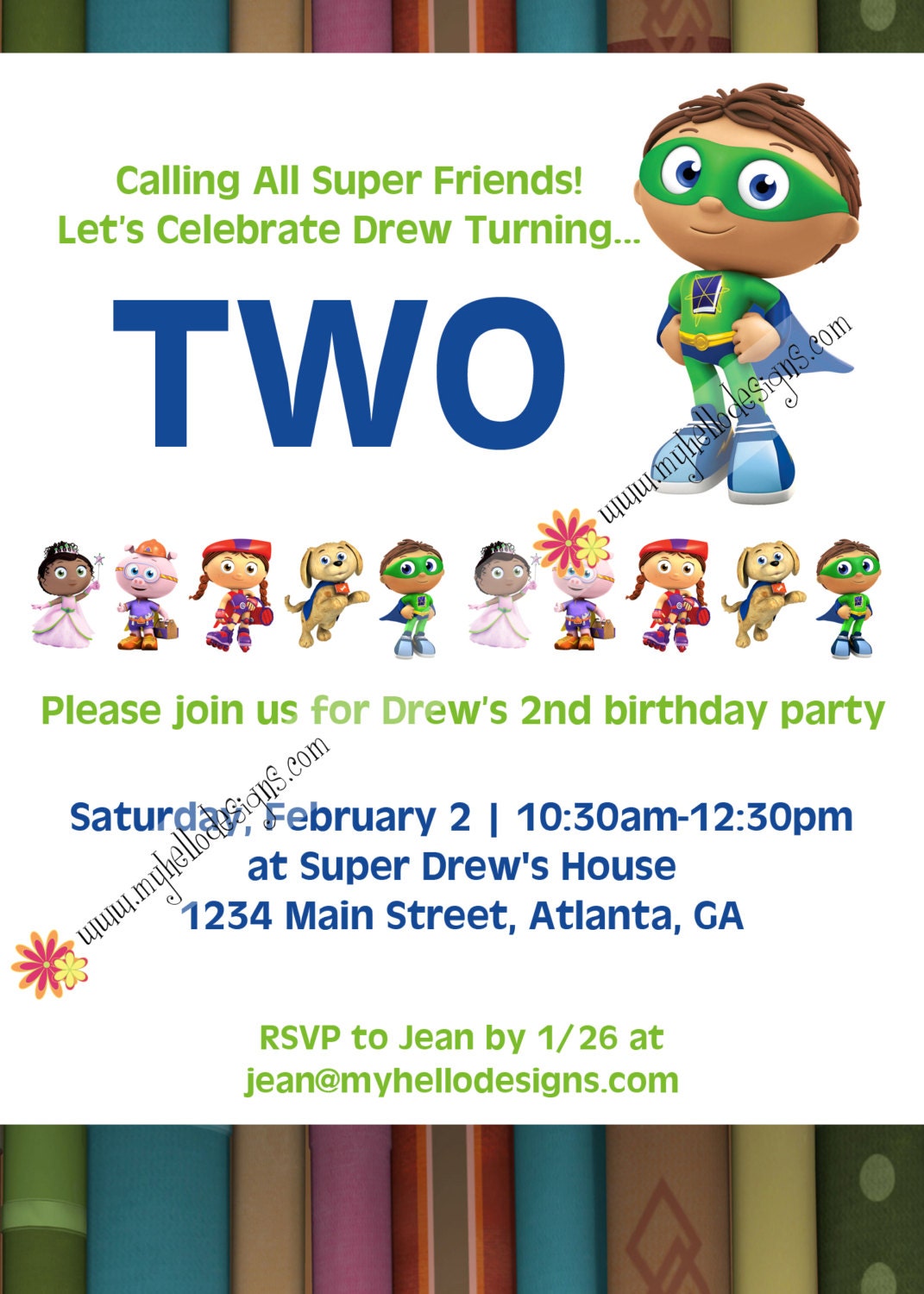 Super Why Birthday Invitation