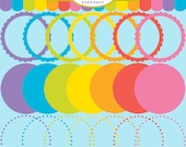 digital frames scalloped circles clipart clip art - Bright Circle Frames