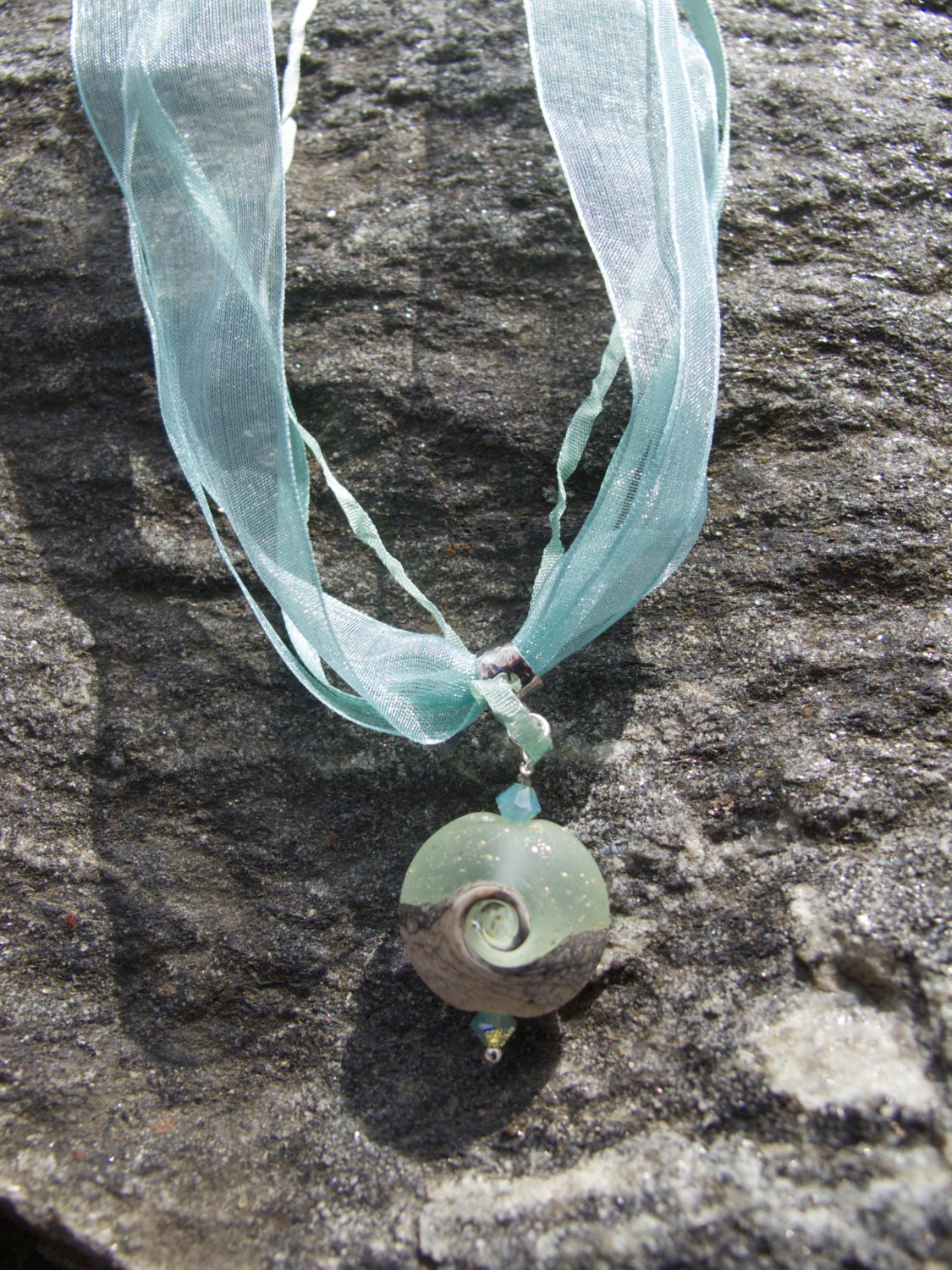 Ocean Lampwork Ribbon Necklace