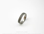 Woven pinkie ring - sterling silver hand made ring size US 5 1/2 industrial blackened gunmetal