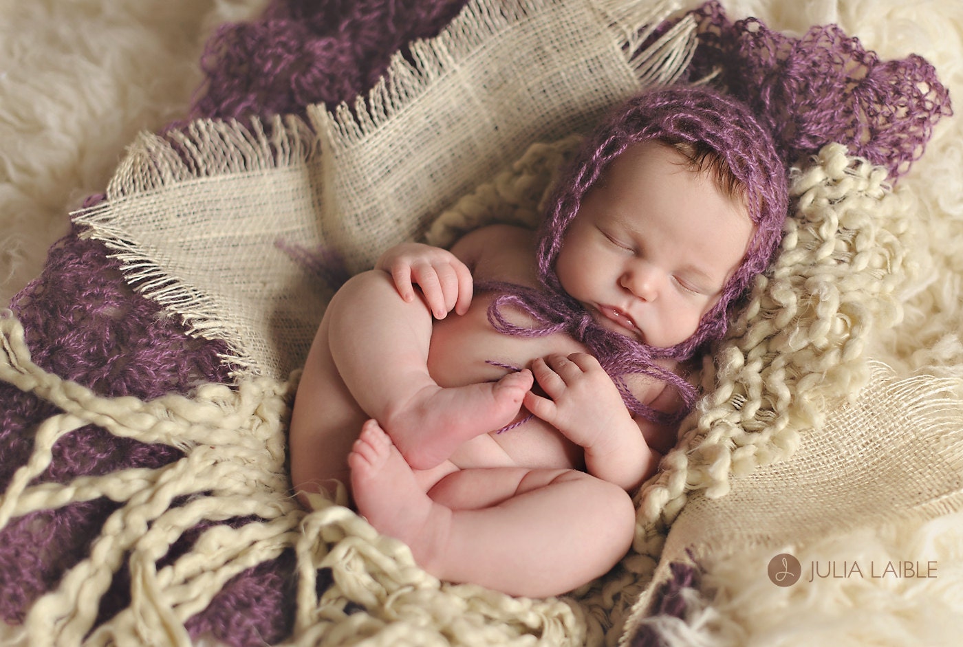 Newborn lacy mohair bonnet with accent mohair blanket - beautiful photo props for layering