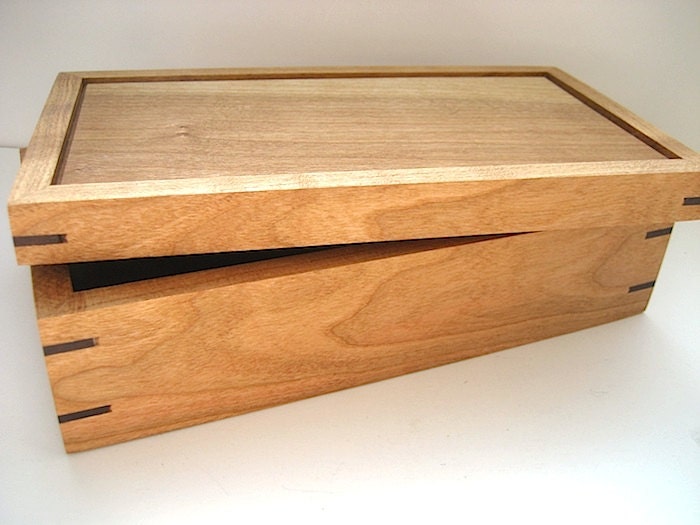 Wooden Box - Solid Cherry and Walnut Handmade Keepsake Box - Wood Keepsake Box