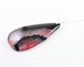 Stone jewelry black agate druzy necklace long chain