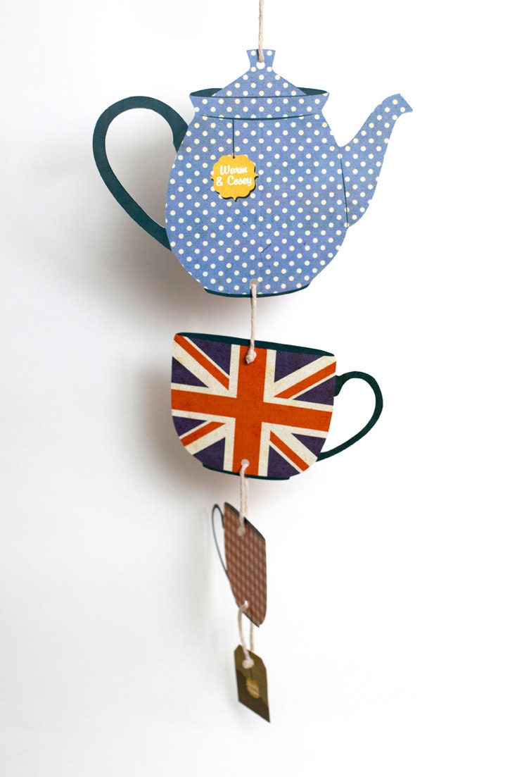 British Tea Party Handmade Hanging Decoration