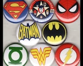 8 Brand New 1" "Superhero" Button Set