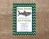 Chevron Zig-Zag Shark Attack Invitation (Birthday, Baby Shower, Engagement, Rehearsal) Printable Custom Preppy